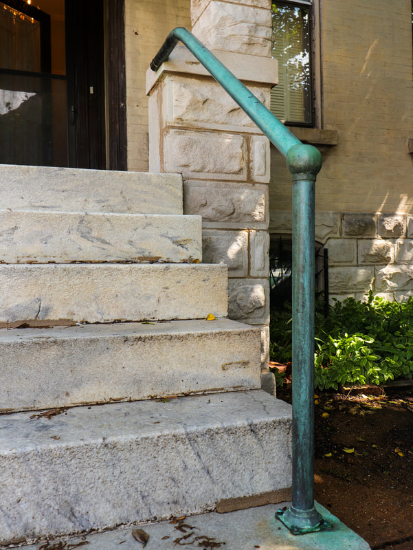 vintage bronze handrail