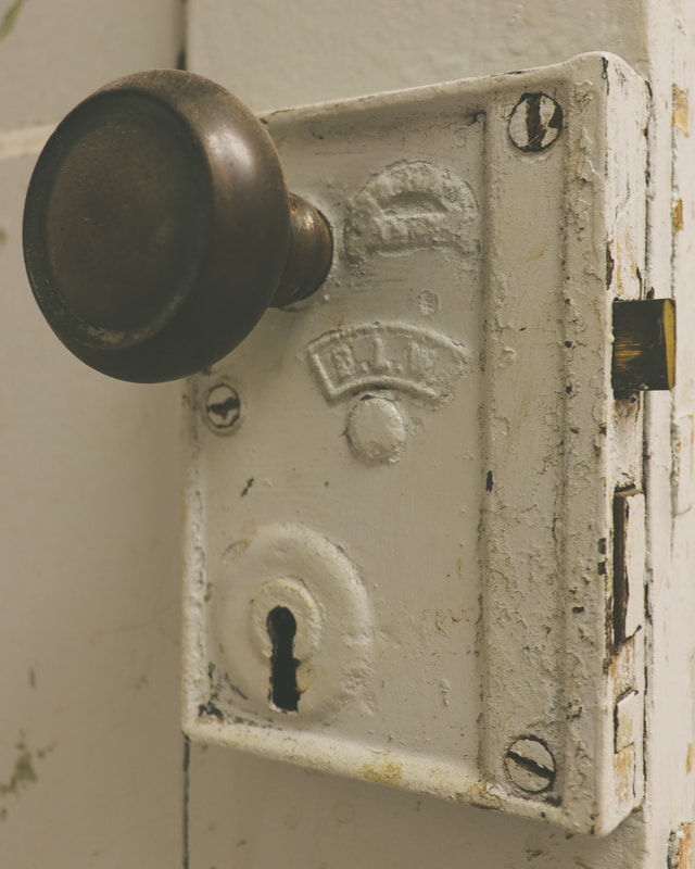 Vintage doorknob and rim lock
